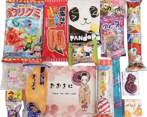 15 Japanese Snacks Assortment Gift “MAIKO” DAGASHI Set Japanese Dagashi,Gummy, Marshmallows Japanese Food With MAIKO sticker Pio big bazar