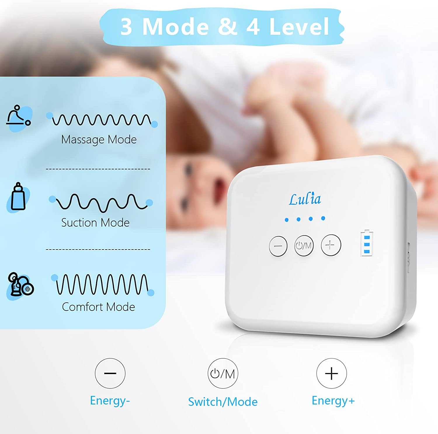 Extractores de leche, Lulia Sacaleches Eléctricos Doble PortáTil Recargable Multiples Niveles y Modos de Succión, Sacaleches Protector de reflujo de viaje y hogar Nivel sin BPA