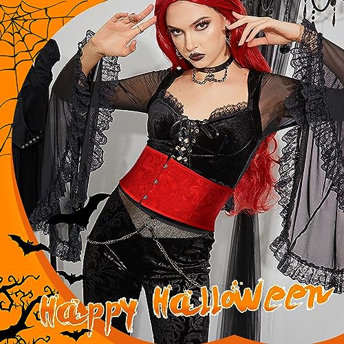 Floral Corset Waist Belt for Women,Lace up Waist Belt Wide Waistband Obi Tied Waspie Belt for Wedding Halloween3