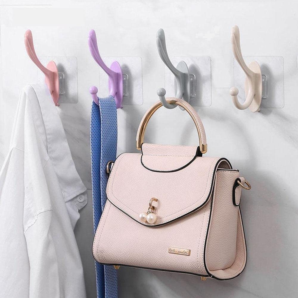 SVH Waterproof Adhesive Wall Mount Hooks for Hanging,Hook Rack, Hook Rail,Coat Hanger for Jacket,Clothes,Hats,Towel No Drilling (Pack of 5), Plastic, Multicolour