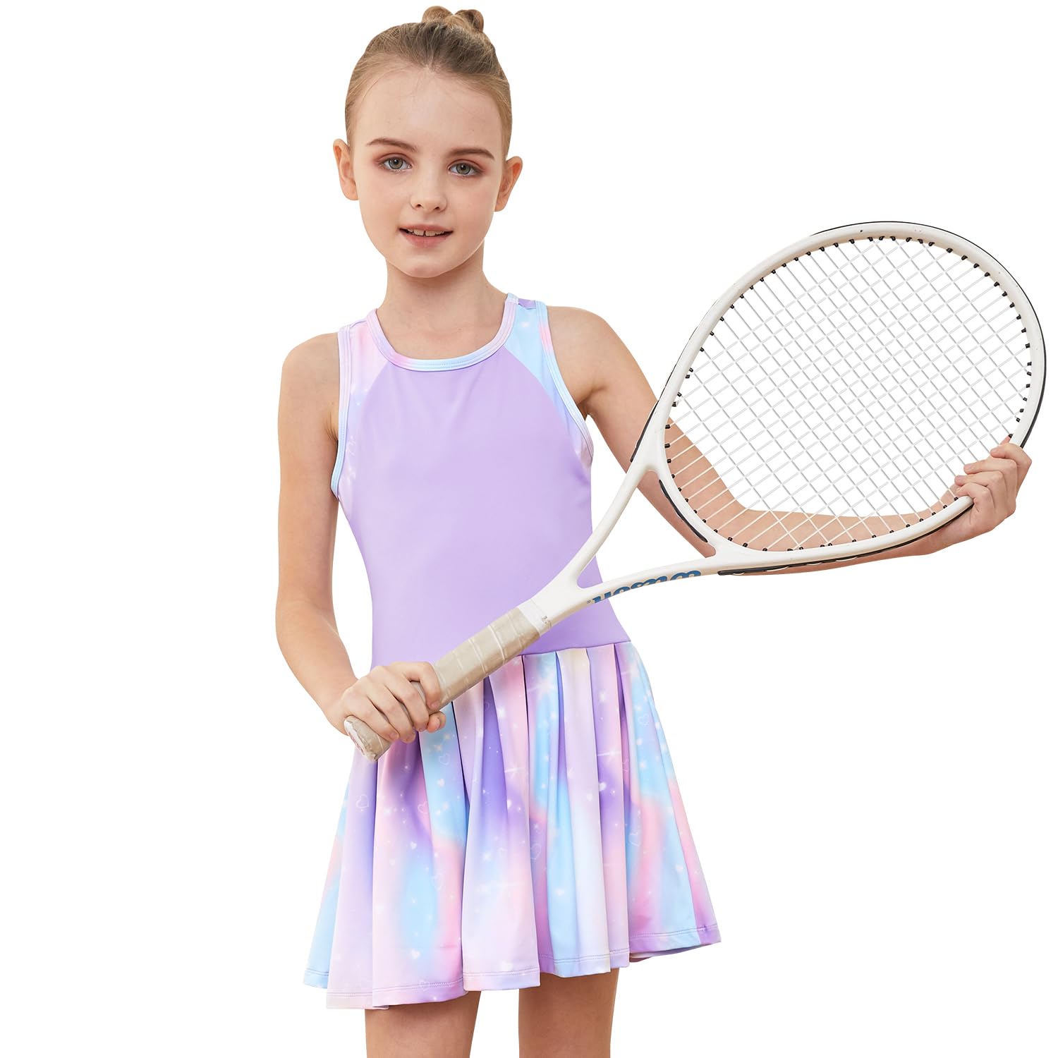 MODAFANS Tennis-/Golf-Pickleball-Kleid für Mädchen, ärmellos, athletisch, plissiert, Outfits mit Shorts