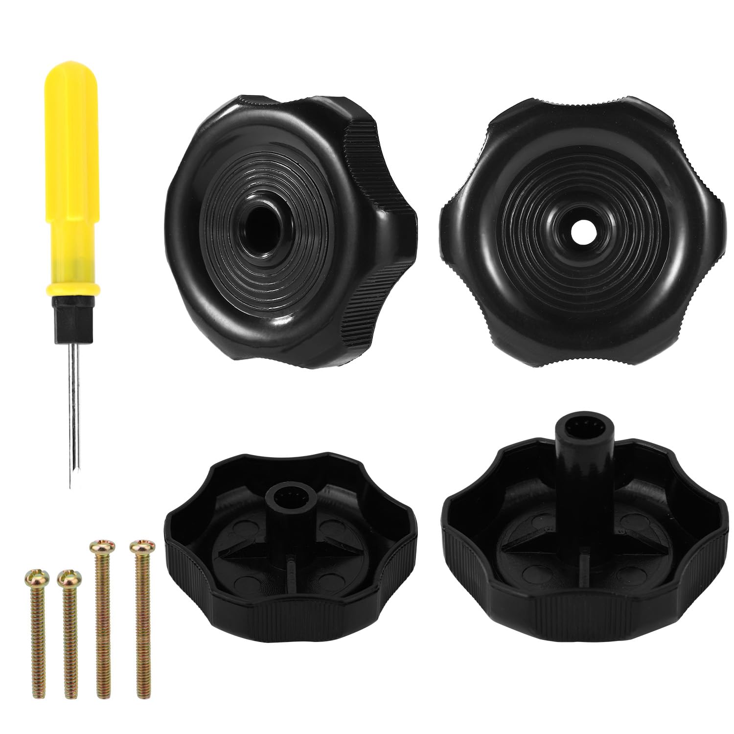 4pcs 20345 RV Window and Vent Knob, Easy Operating Plastic Knob with Screws and Screwdriver Replacement Accessories for RV Crank Camper Trailer Windows Vents