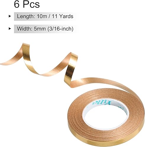 Miniatura 10 de PATIKIL Cinta rizadora de globos engarzada metálica brillante de 316 pulgadas, 11 yardas, 6 rollos iridiscentes para decoración de fiestas, regalos,