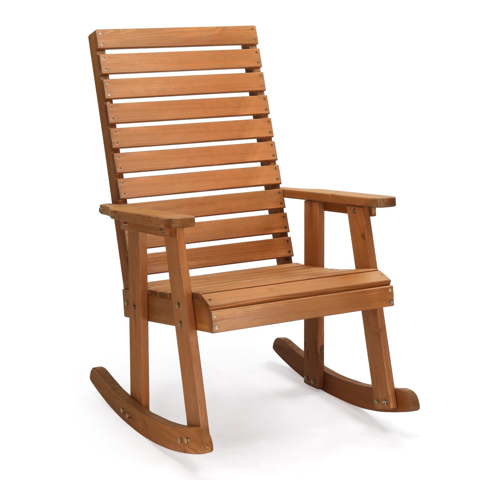 Amazon.com: VINGLI Outdoor Wooden Rocking Chair with High Backrest ...