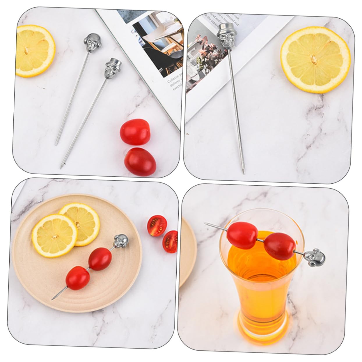 TOPBATHY 20 Pz a Forma di Teschio Caffe coffet Banchetto Dulac comode Raccolte di Frutta Olive Martini Cibo stuzzicadenti Plettri in Acciaio Inossidabile Alimentari