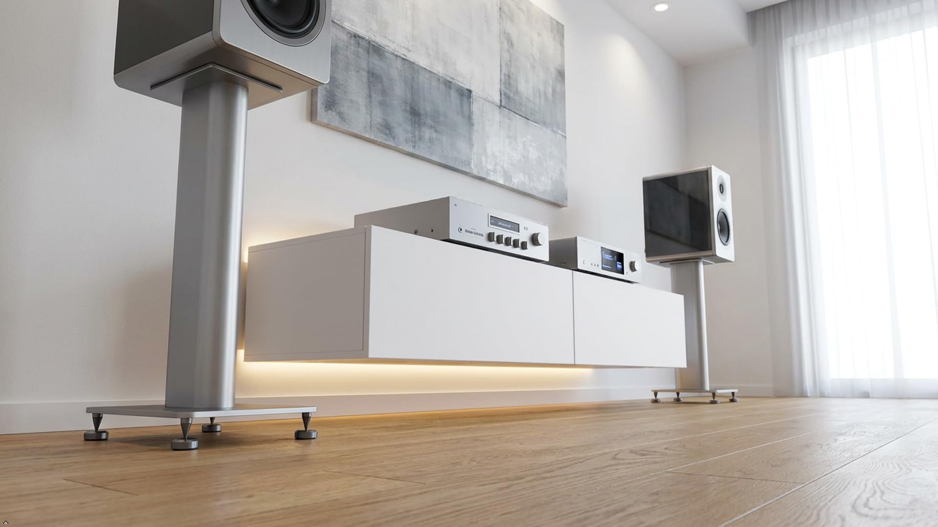 PrecisionGeek Kolce głośnikowe M6 z podkładkami izolacyjnymi 20 mm, zestaw 4 kolców + 4 podkładki, anodowane aluminium, szare, głośniki HiFi, stojaki AV, subwoofery i sprzęt audio, nóżki