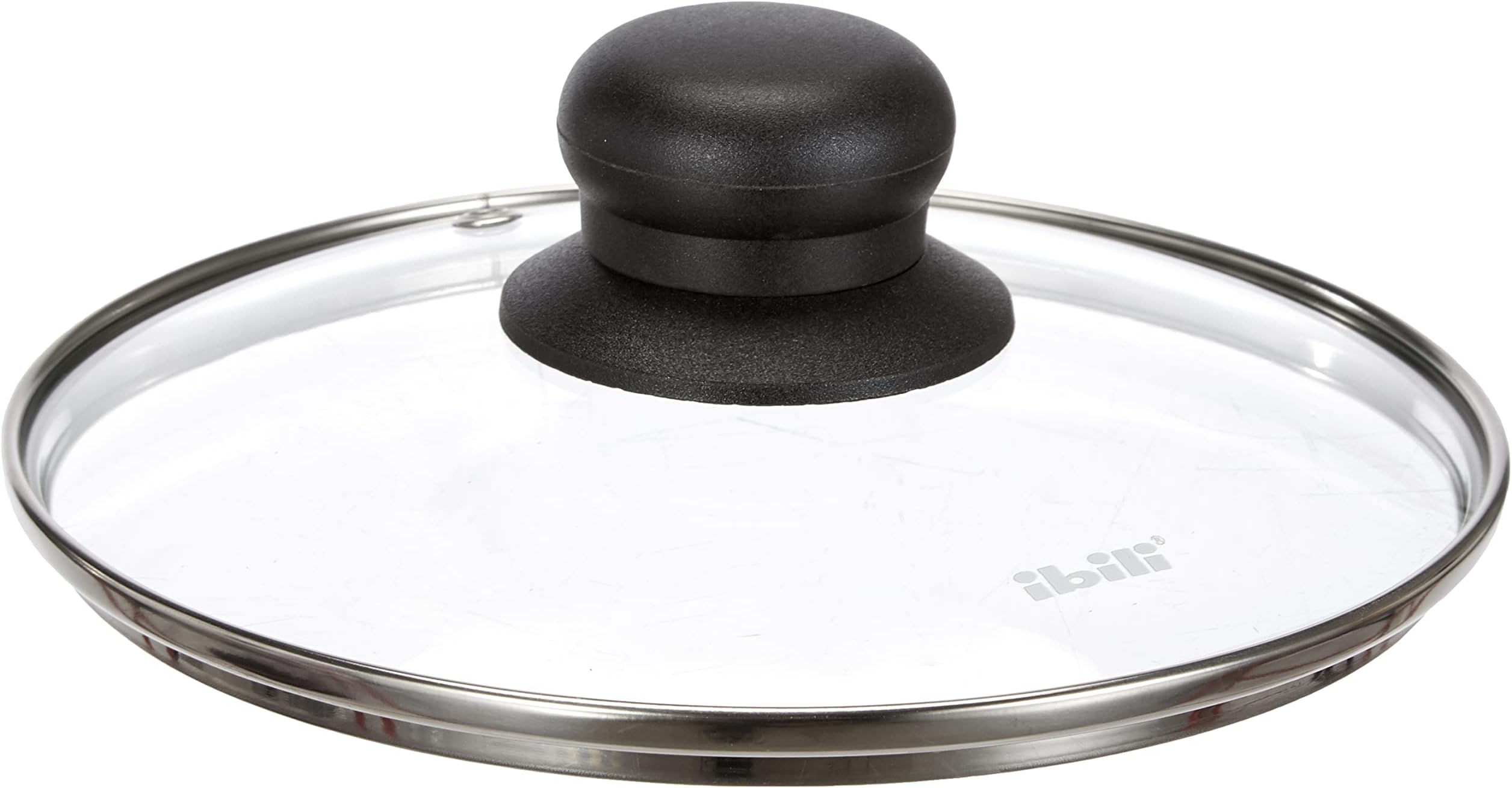 Ibili Stainless Steel Vented Silver & Black Glass Saucepan Cover Lid