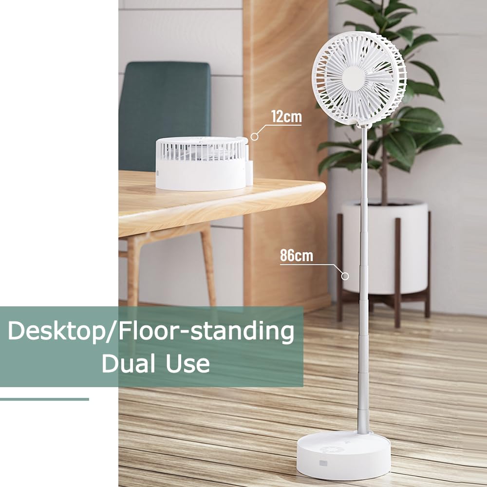 Generico Ventilatore Pieghevole Con Umidificatore Spray 89cm Oscillante 140 - Telecomando Silenzioso Ricaricabile per Ufficio Campeggio