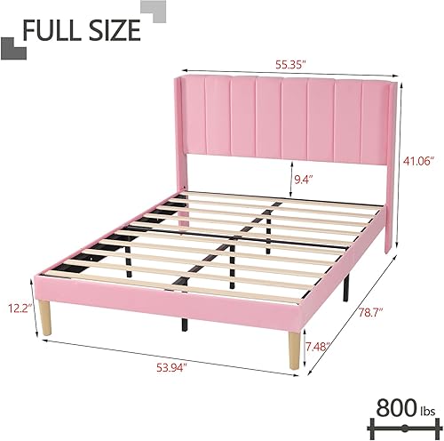 Miniatura 74 de Zoophyter Base de cama tapizada de tamaño matrimonial con cabecero, listones de madera fuertes, no necesita somier, fácil montaje, lino blanco