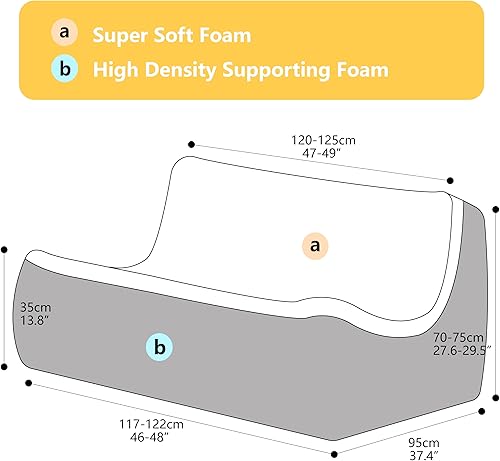 Miniatura 2 de N&V Fireside Sofá biplaza, sofá de suelo de mediados de siglo sin brazos, silla de piso de pana suave de alta calidad, sofá de espuma para sala de