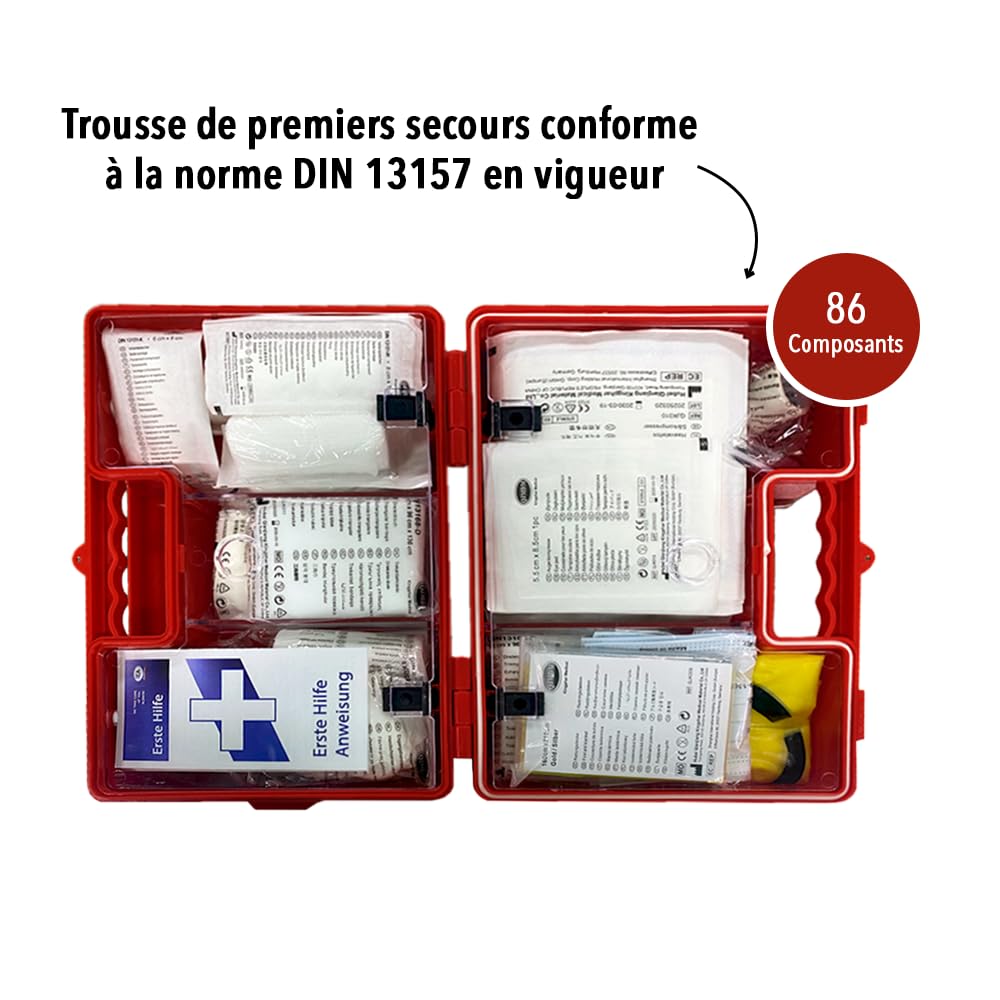 IEA Medical Kit de premiers secours DIN 13157 professionnel robuste pour entreprise bureau atelier