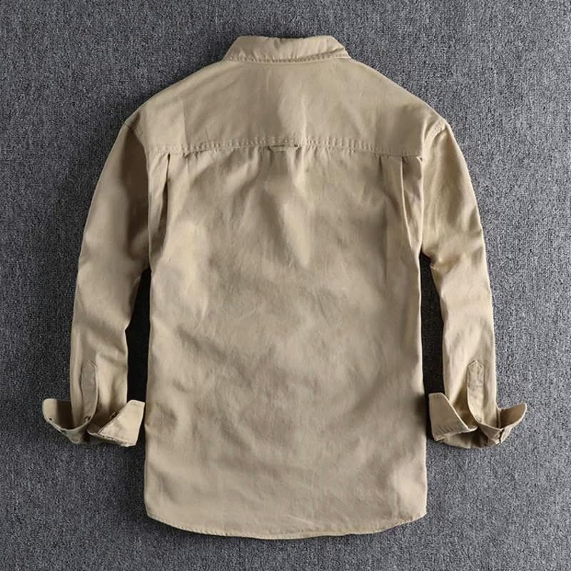 Vintage Workwear Style Men's Long-Sleeved Shirt Autumn Casual Coat4