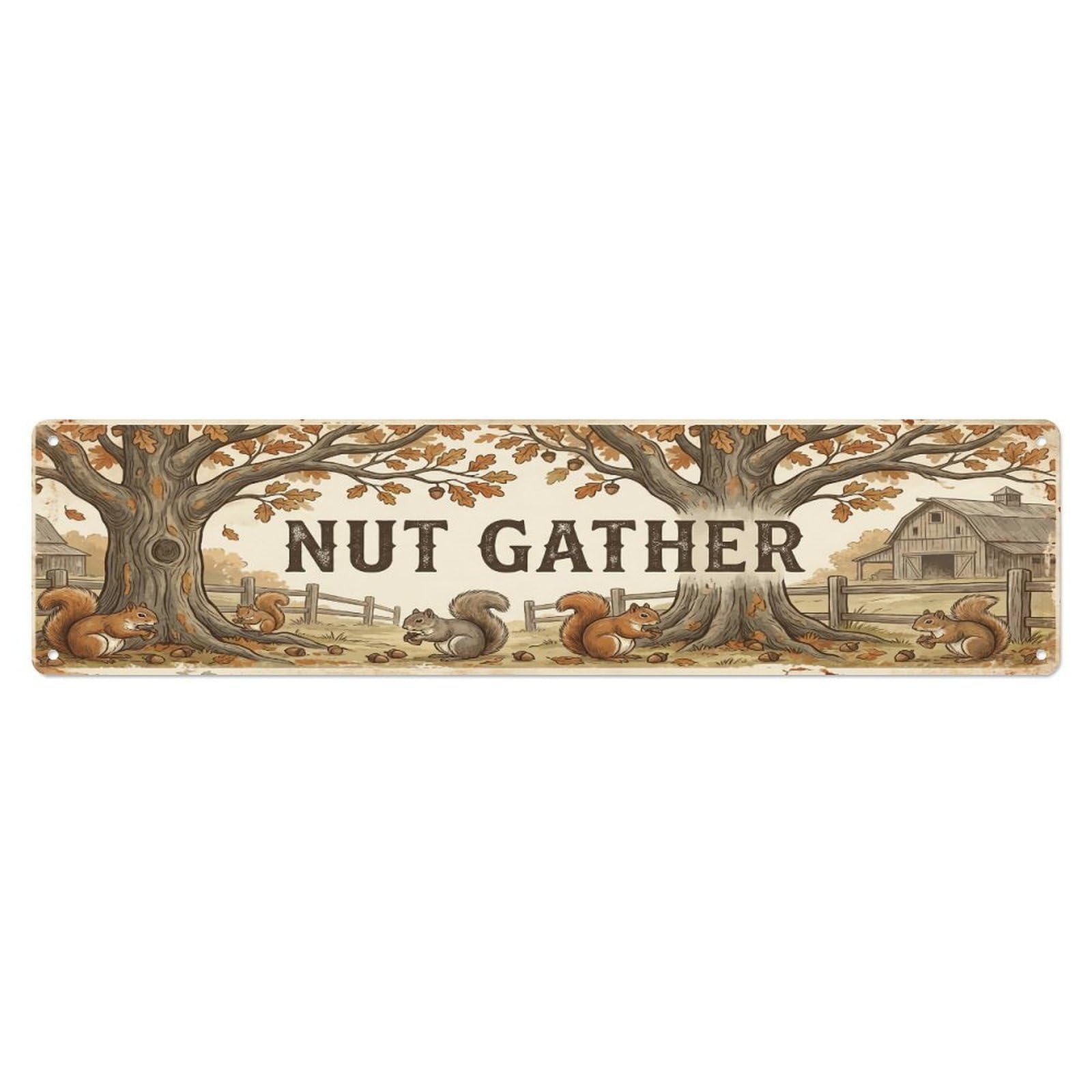 Vintage Yard Squirrel Farmhouse Funny Squirrel Backyard Farm Metal Tin Sign Plaque Wall Decor for Cafe, Club, Garden Metal Poster 4x16Inch