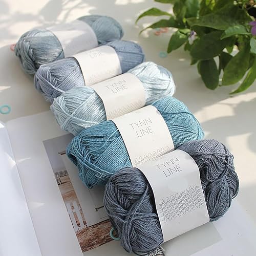 Miniatura 10 de Tynn Line 53% algodón, 33% viscosa, 14% lino, suave y cómodo, mezcla de hilo para tejer a mano y tejer a mano, chalecos, proyectos de bebé, hilo de