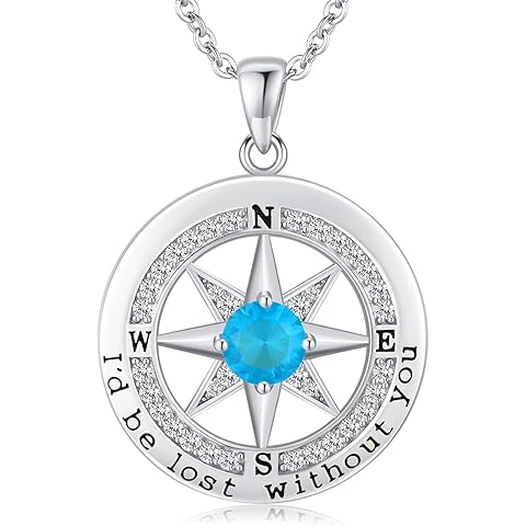 S925 Necklace Gift for Wife |Compass Jewelry |Women Anniversary |Sterling Silver |G...
