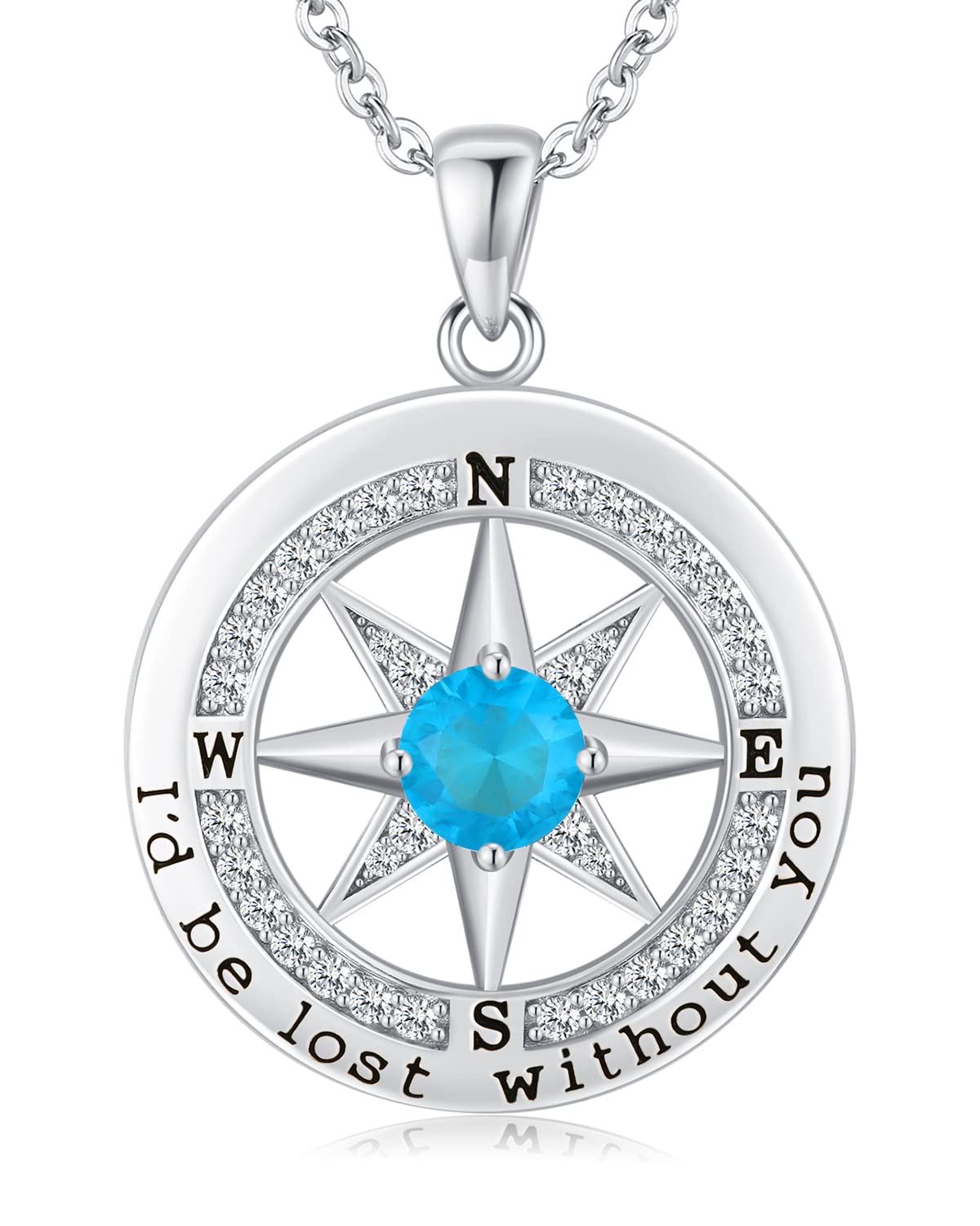 S925 Necklace Gift for Wife |Compass Jewelry |Women Anniversary |Sterling Silver |Girlfriend Birthday Gifts for Her Valentines |I'd be Lost without You |Jewel 18K Gold Silver 12 Dec
