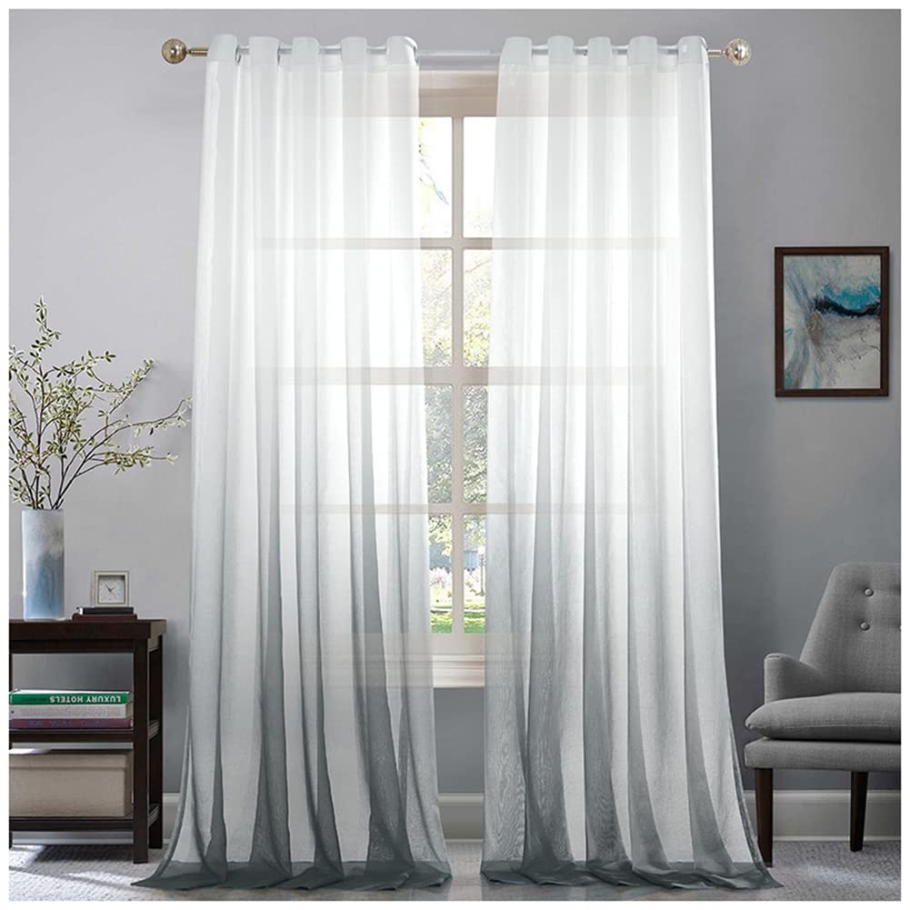 GUOCU Ombre Sheer Curtain Voile Drapes with Fantastic Gradient Color Sheer Window Curtains Elegant Window Voile Panels/Drapes/Treatment for Bedroom Living Room Grey 72X63|182X160cm(1 Panel) โ image 1