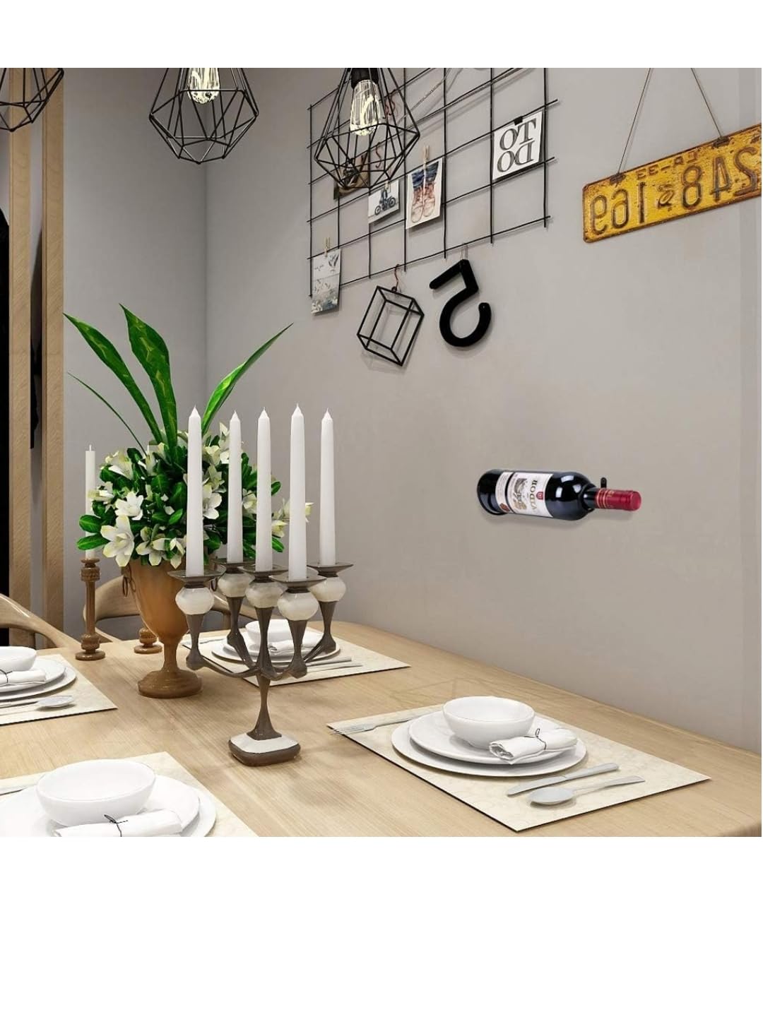 Accurate Traders Wall Mounted Wine Rack Holders - Metal Wine Bottle Display Holder with Hardware, Wall Hanging Red Wine Bottle Organizer Racks for Storage Beverages/Liquor Bottle Set of 2 1