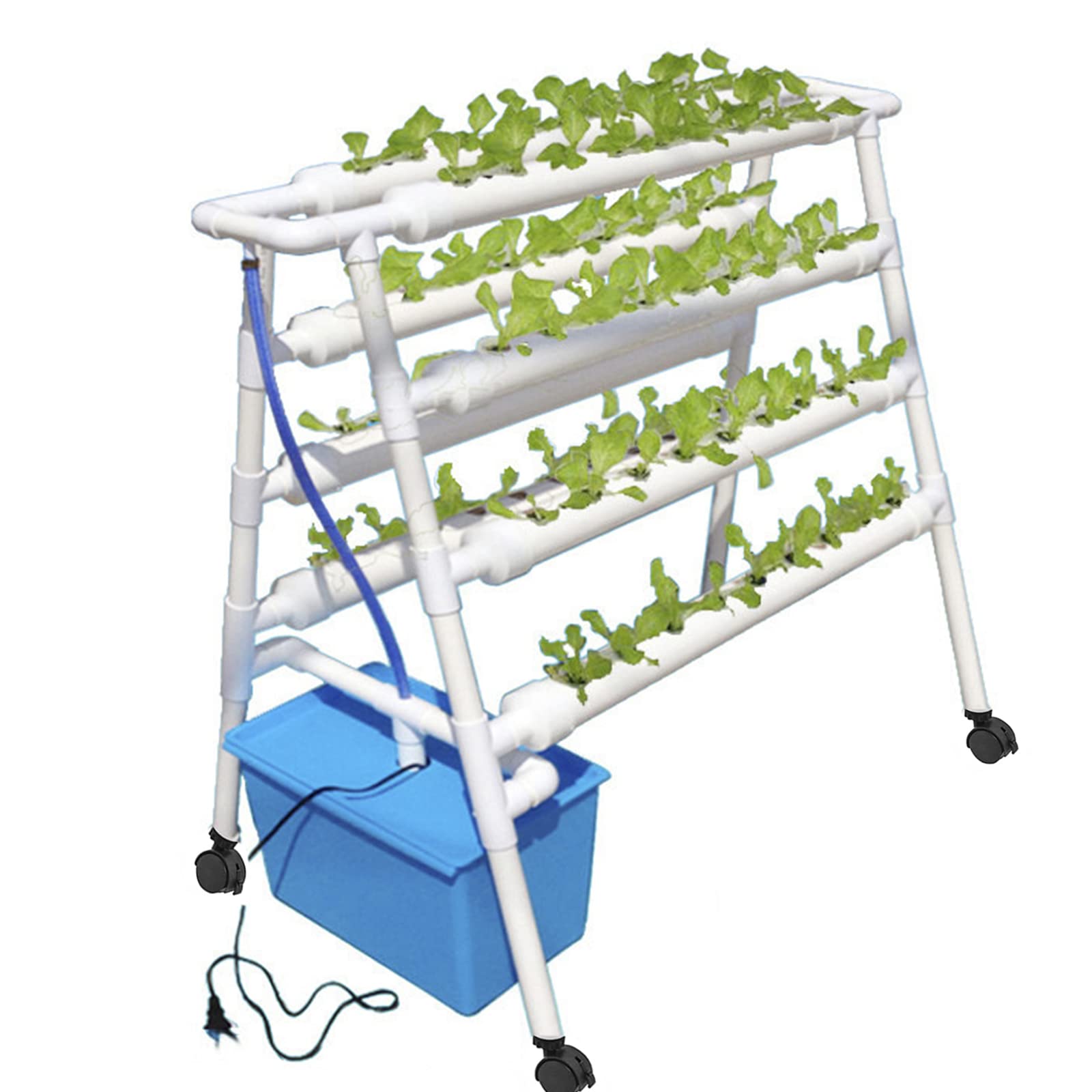 Sistema de Cultivo Hidropónico 72 Sitios 8 Tuberías de PVC 4 Capas Huerto en Casa con Temporizador, Jardín Inteligente de Interior Hydroponic Grow Kit para Verduras Hierbas Frutas Flores,EUR