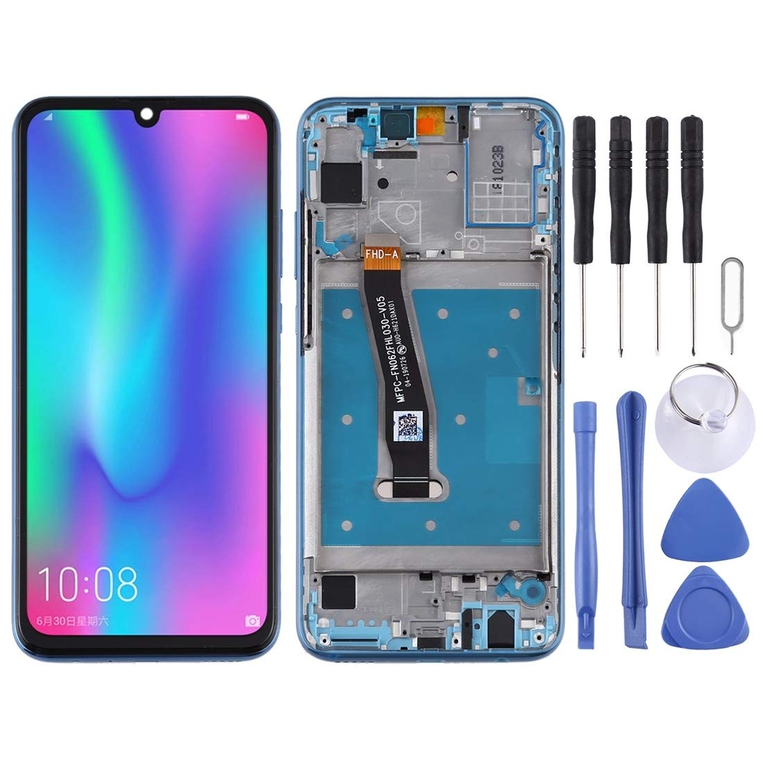 Écran LCD Honor 10 Lite noir assemblé avec châssis pour remplacement afficheur - 7