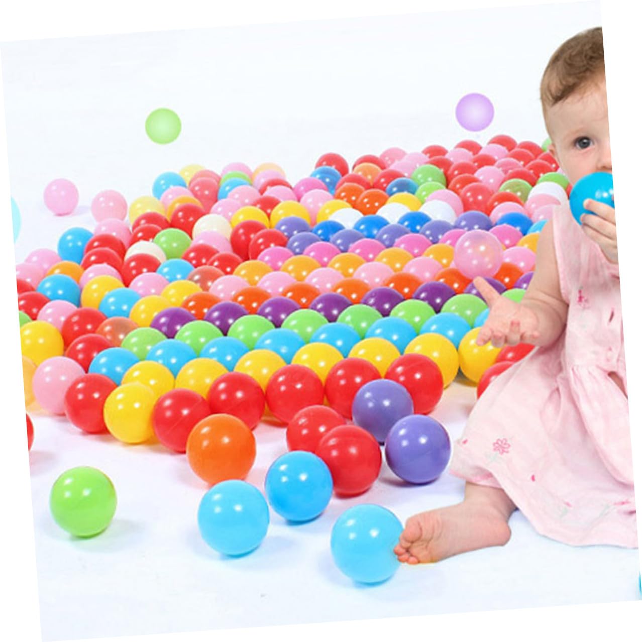 Palline per Piscina 100 Pezzi in Plastica, Rotonde per Bambini | Leggere, per Feste e Nuoto, Sviluppo Coordinazione Mano-occhio, Presa Agevolata Stile Casuale