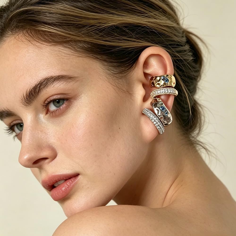 Chunky big Ear Cuff Non Piercing Earrings Set for Women Unique Earring image 3