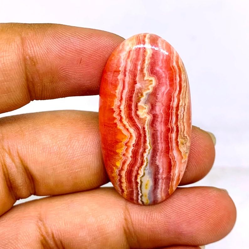 Rhodochrosite naturelle cabochon ovale 38x20mm pour création bijoux - 2