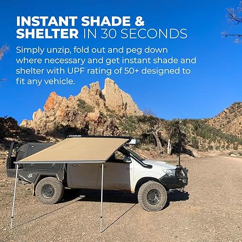 Miniatura 3 de KICKASS Toldo resistente de 6.5 x 8 pies, con tira de luz LED, montado en el automóvil, fácil de instalar, perfecto para furgonetas, velocistas,