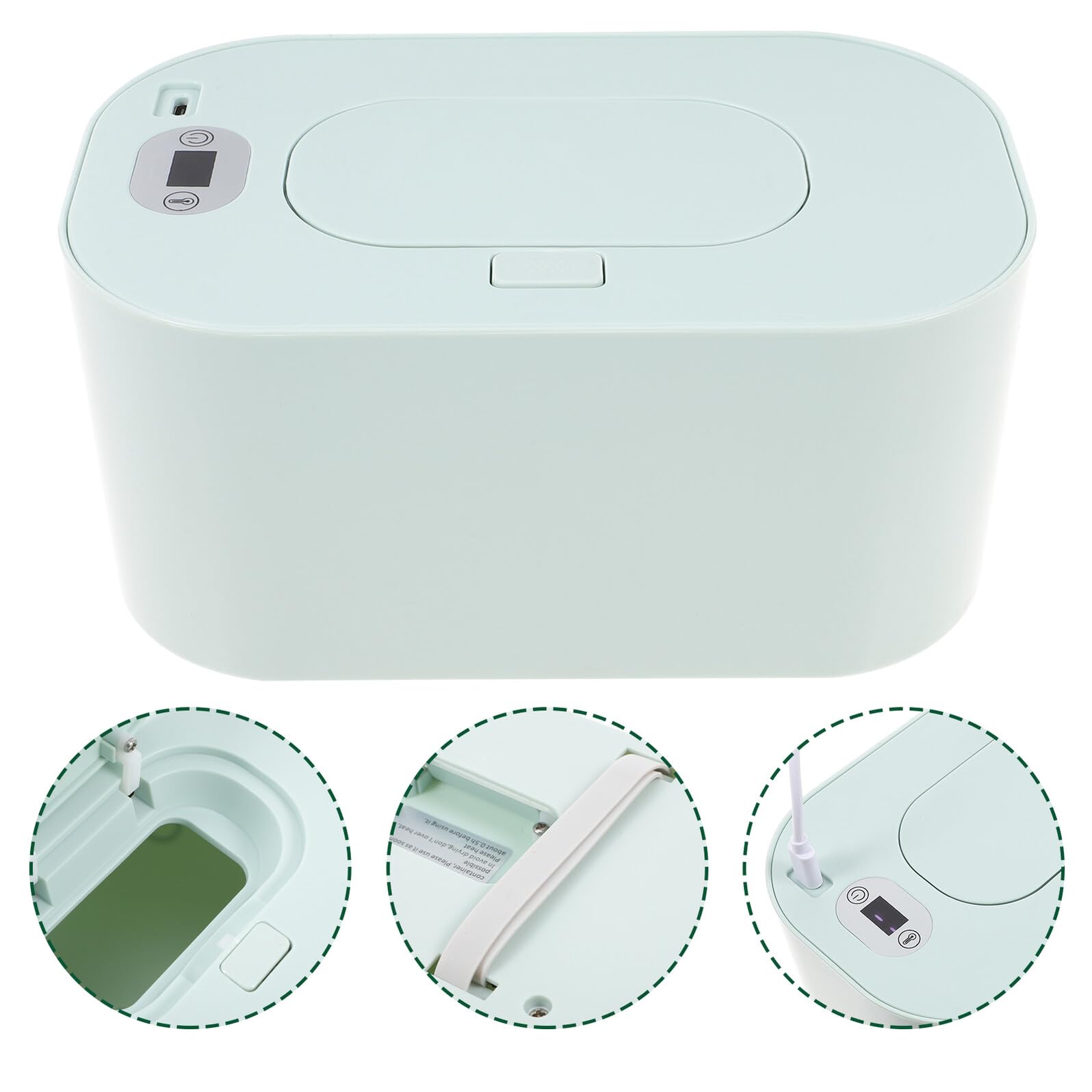 Calentador de Toallitas Portátil USB para Bebés con Control de Calor Ajustable, Material Abs y Pp, Dispensador Resistente para Uso en Hogar y Coche