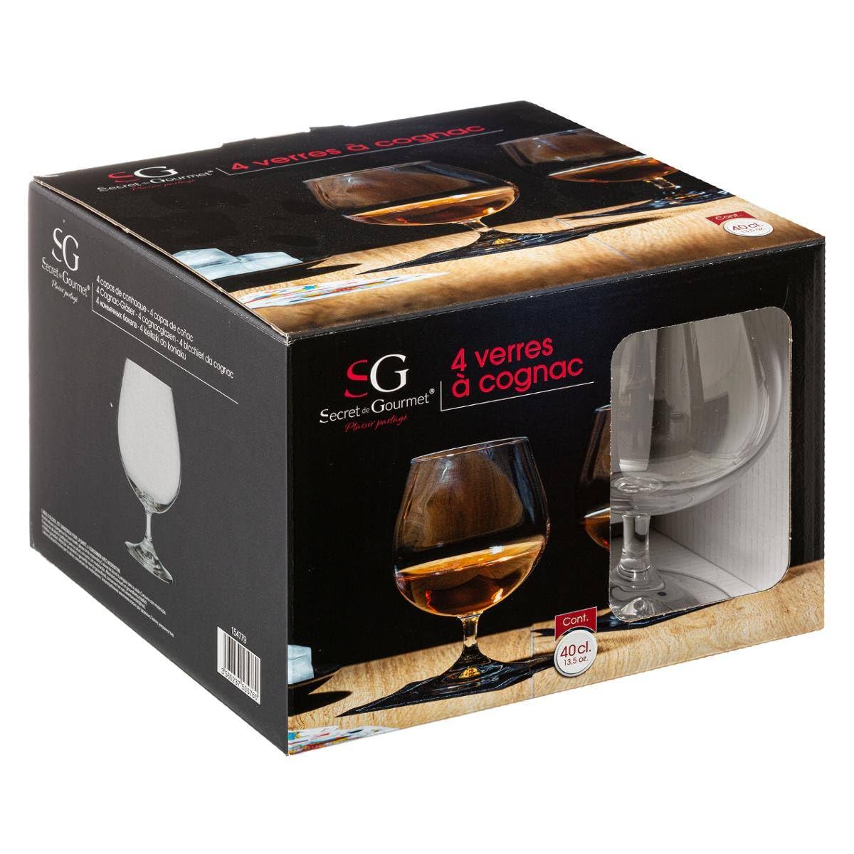 Secret de Gourmet - Set di 4 bicchieri da cognac in cristallo da 40cl