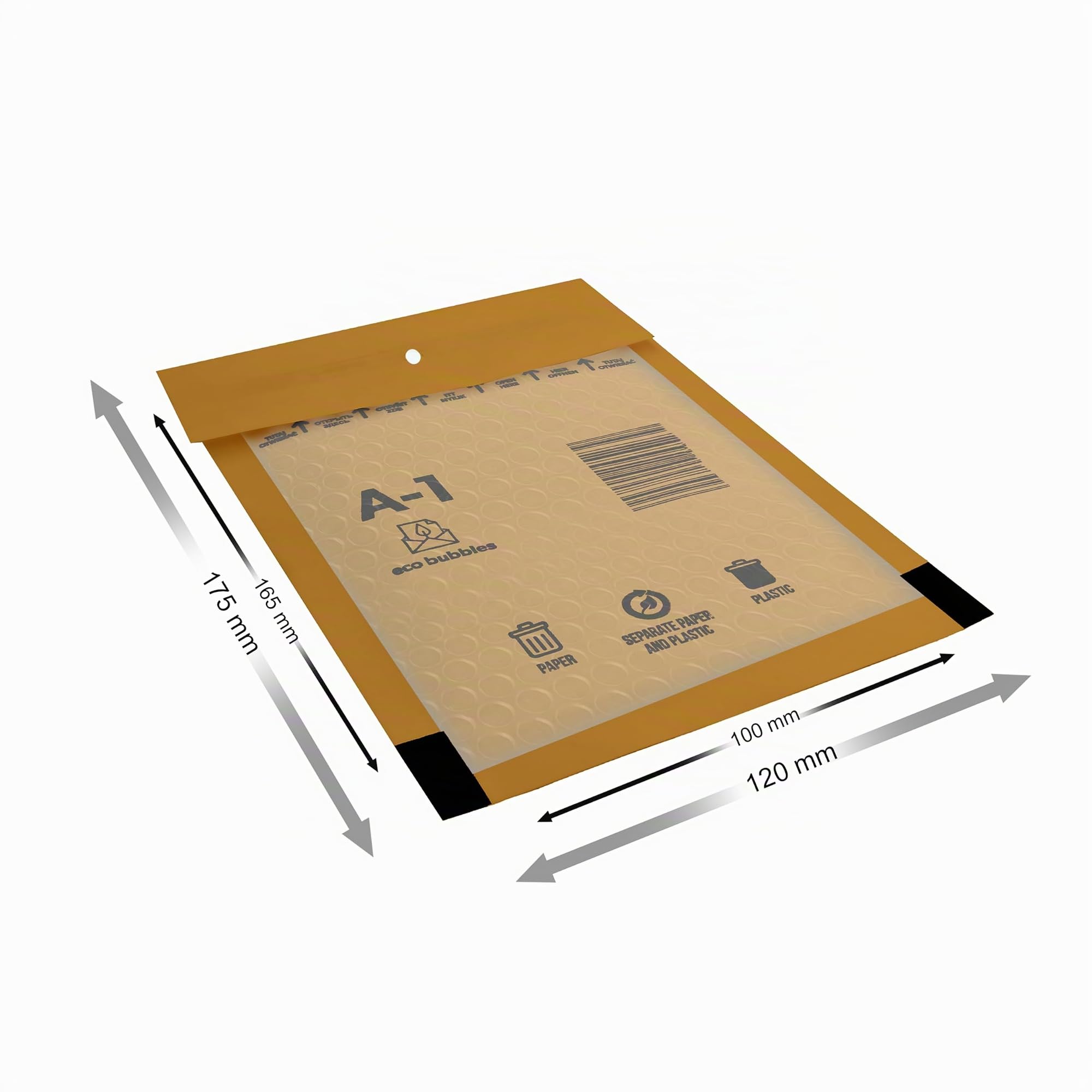 200 sobres acolchados con burbujas autoadhesivos, A1 (120 x 175 mm), cierre autoadhesivo, 200 unidades