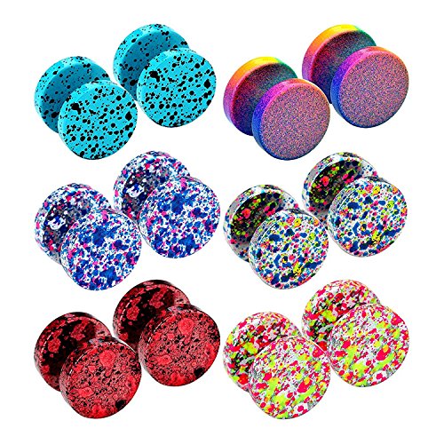 JewelrieShop Fake Plugs Faux Gauges Plugs Earring for Men Stainless Steel Studs Circle Flat Back Cheater Illusion Tunnel Dumbbell Earrings Ear Plugs Women(06. Two of Each Color, 6 Pairs,16G,10mm)