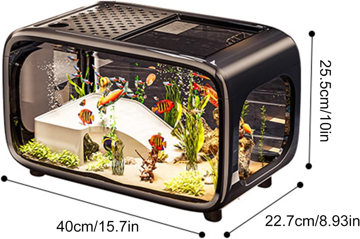 Betta Fish Aquarium - Stylish Small Tank, Durable Glass Bowl | Clear Acrylic Aquatic Animals Container Bowl, Minimalist Aquatic Habitat, Safe Mini Home for Desk, Bedroom, or Office Decoration