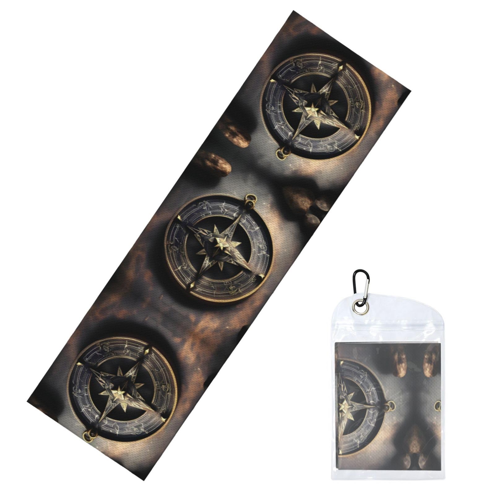 WBQLSL Magical Design Norse Runes Compass Microfiber Cooling Sports Towel (12x40 inches) | Essential for Gyms, Yoga and Running