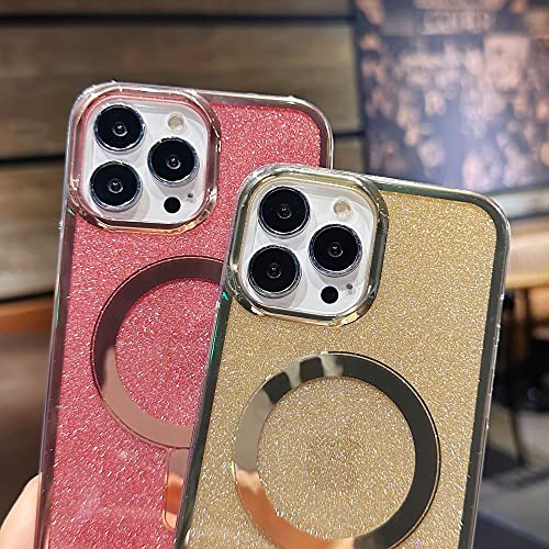 Skylmw Cute Glitter Case For Iphone 11 6.1" Protective Luxury Magnetic Iphone 11 Case Compatible With Magsafe For Women Girls, [2Pcs Screen Protectors], Gold #TOP7