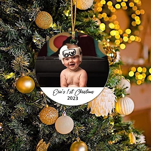 Personalized Photo Christmas Ornament, Baby’s First Christmas Picture Ornament 2023, Any Picture, Upload Any Photo, Custom Any Text, Xmas Ornament Keepsake Gift For Babies Boy Girls, Family #TOP3