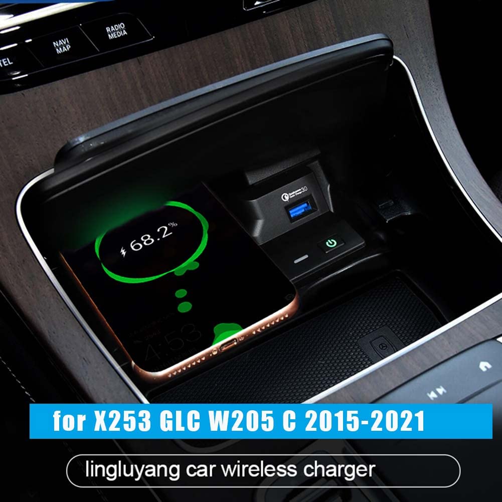 Cargador InaláMbrico para Coche Cargador de TeléFono Almohadilla de Carga para W205 C Class C43 C63 X253 GLC Class