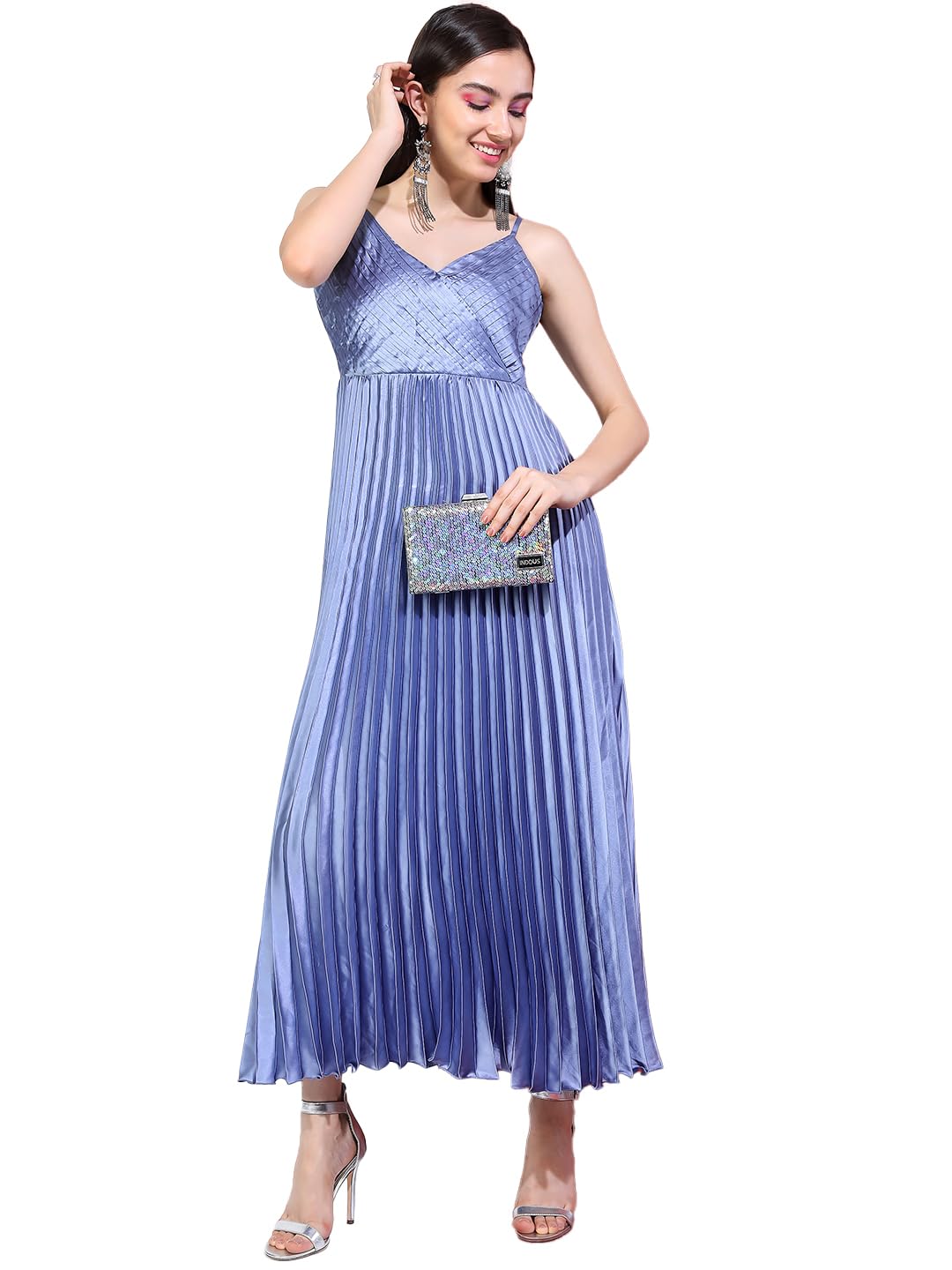 tokyo talkies Women's Sleeveless V-Neck Solid Dresses | Stylish Dresses | Party Dresses-picture-20