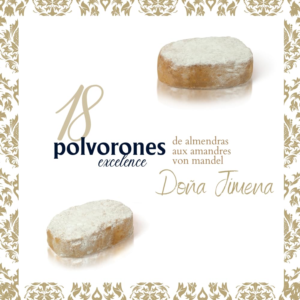 DOÑA JIMENA - Polvorón Excellence, Calidad Suprema, Típico Dulce Navideño, Polvoron Almendra, Exquisitos, Receta Artesanal, 370g