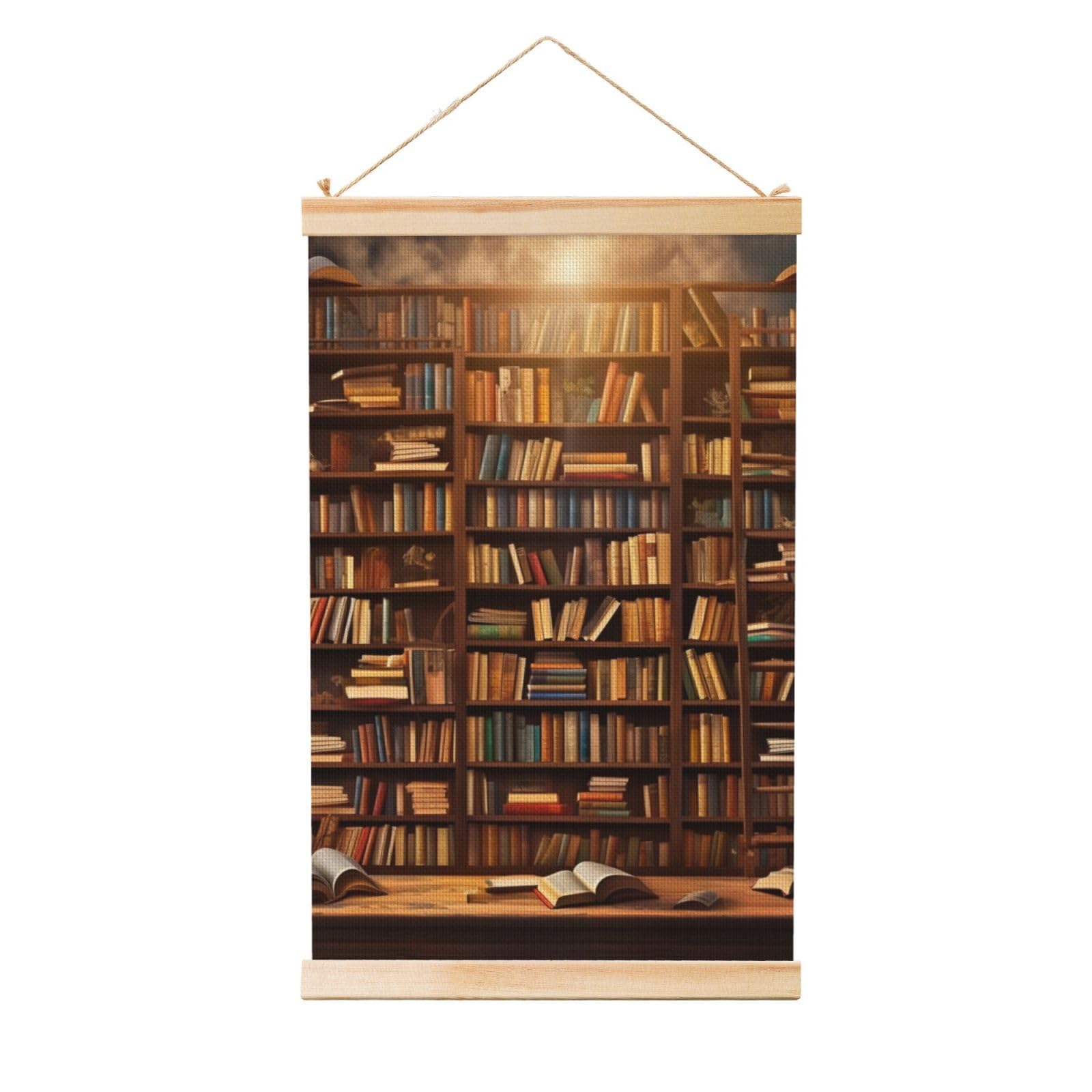 books Posters Wooden Shaft Hanging Poster Canvas Prints Scroll Wall Art Painting Vintage Wall Banner Modern Artwork Decor for Home Decor Ready to Hang 20"x30"