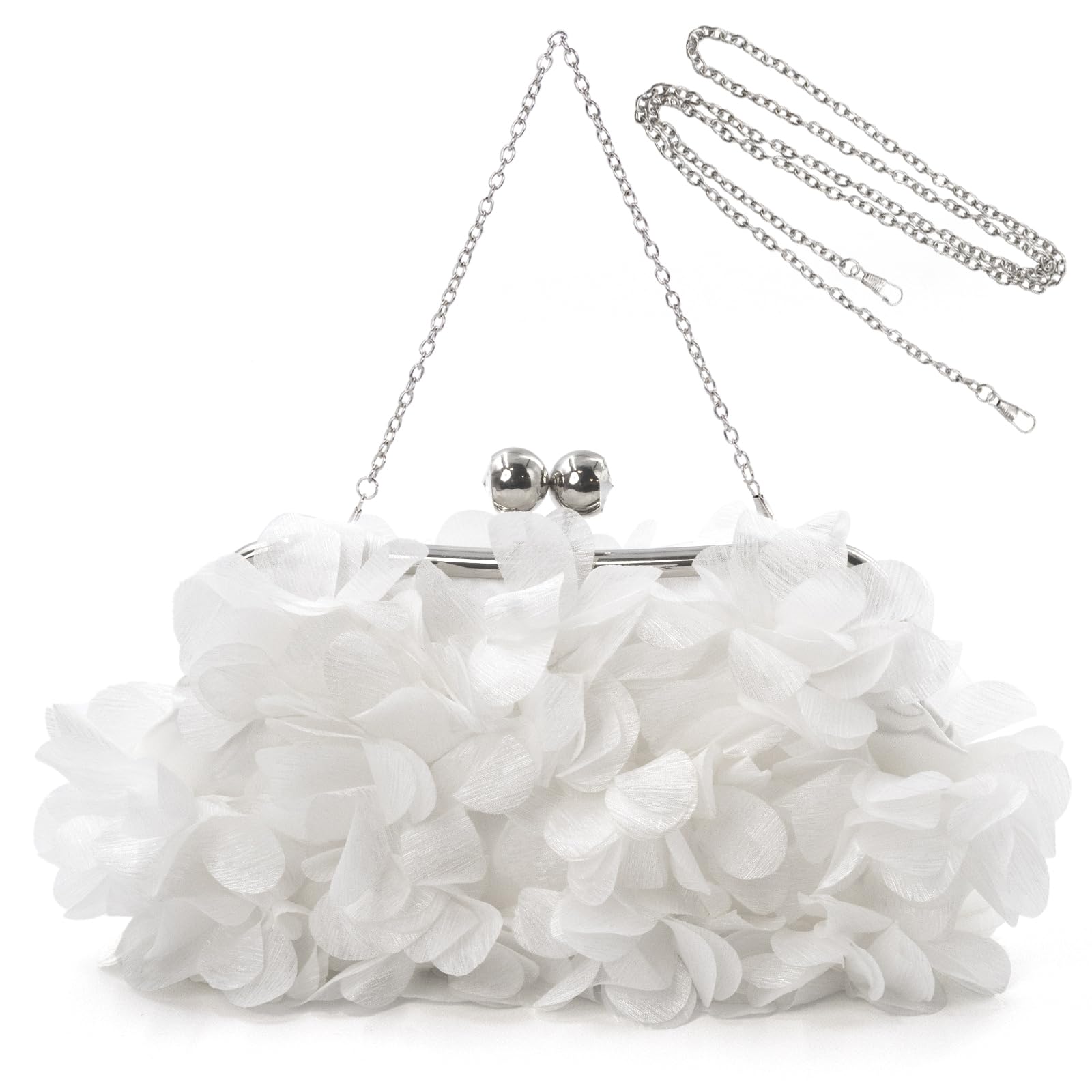 Women Elegant Evening Purse, Small Floral Clutch Bag with Detachable Chain for Wedding, Party, Prom