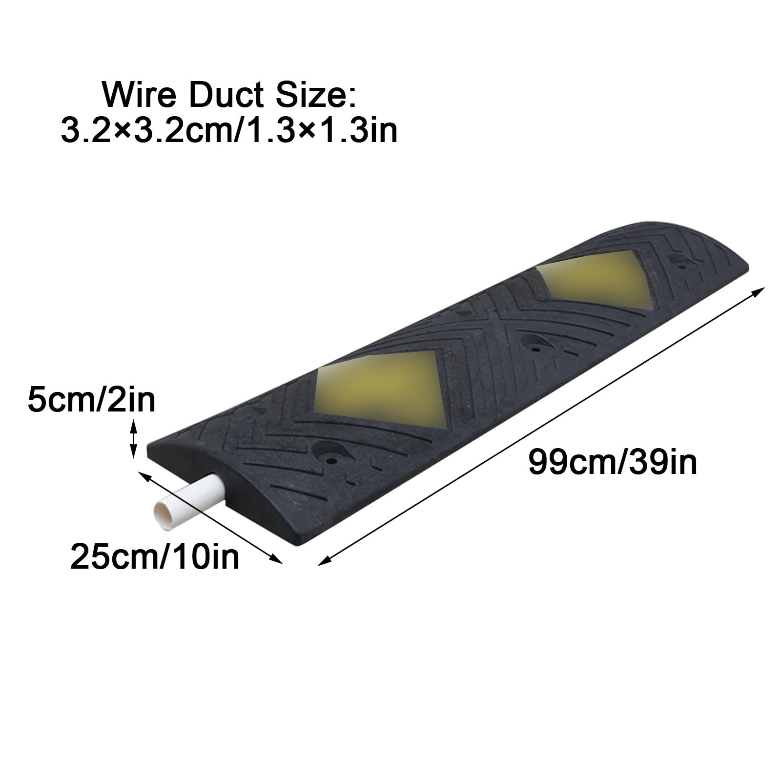 Pasacables de Suelo, Protector de Cables Caucho, Reductor de Velocidad de Cauchos de 100cm, Diseño de un Solo Carril, Capacidad de Carga de 50 T