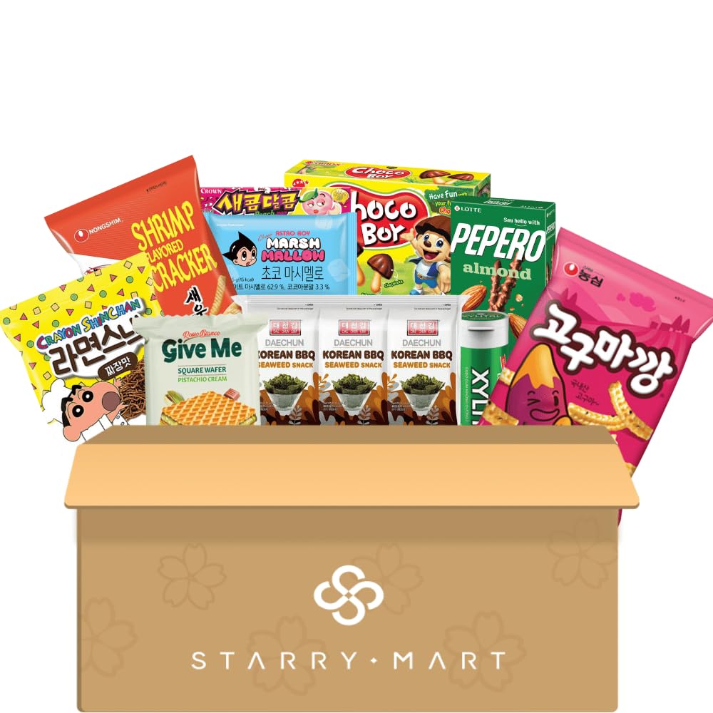 Assorted Asian Snack Box Snacks & Candy Box (10 Full-Size Items) - Variety Pack – Authentic Popular Treats Sampler (Assorted Korean Snack Box)