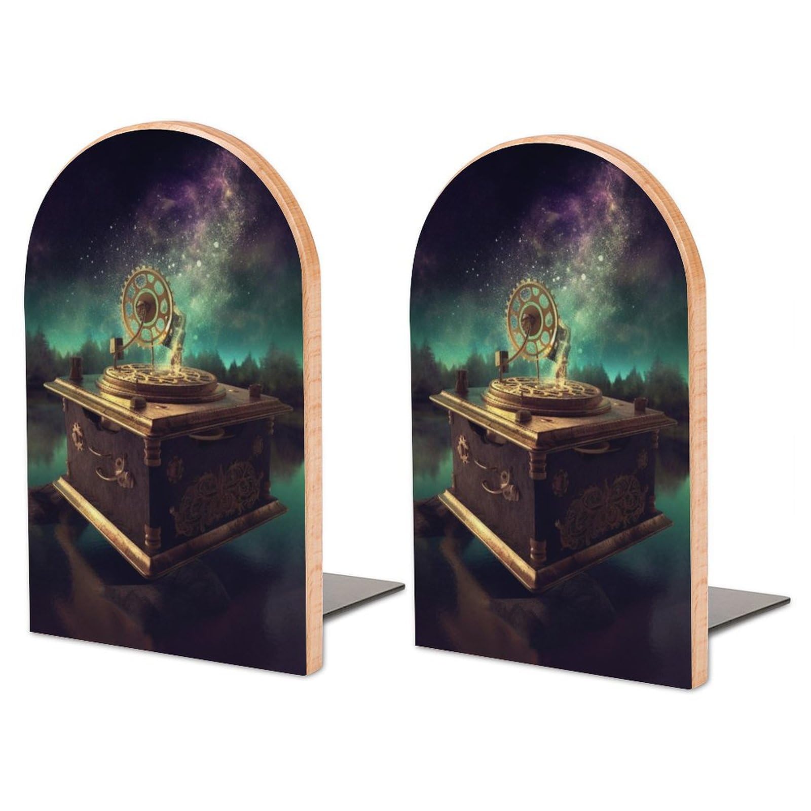 Serre-livres décoratifs en bois boîte à musique de rêve pour étagères de bureau