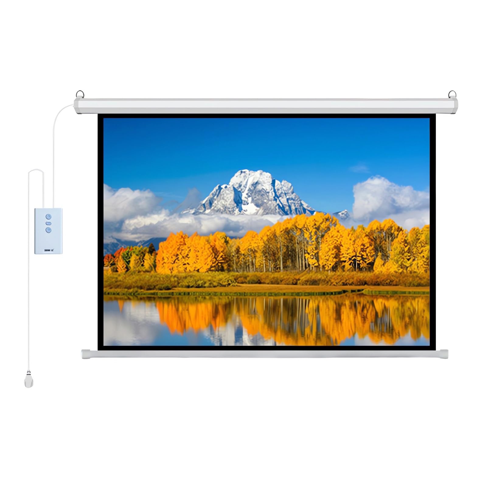 Pantalla de proyector motorizada de 60/72″ con Control Remoto inalámbrico, Pantalla de Cine eléctrica 4:3, Control Remoto, for Cine en casa, Interior y Exterior(72 Inch)