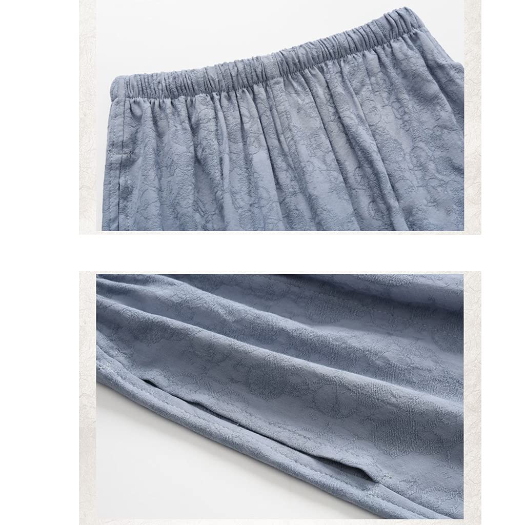 ZHOUXIAO Jacquard Kung Fu Suita Tai Chi Uniform in Cotone Lino di Cotone Cinese Arte Marziale Ala Chun Vestiti Zen Meditazione Anziano Uomo Tang Vestiti, Maniche Corte e Pant