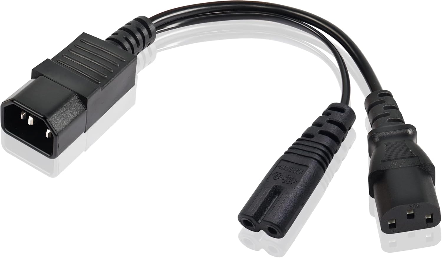 GINTOOYUN IEC320 C14 to C13+C7 Y Splitter Power Cord, 1FT