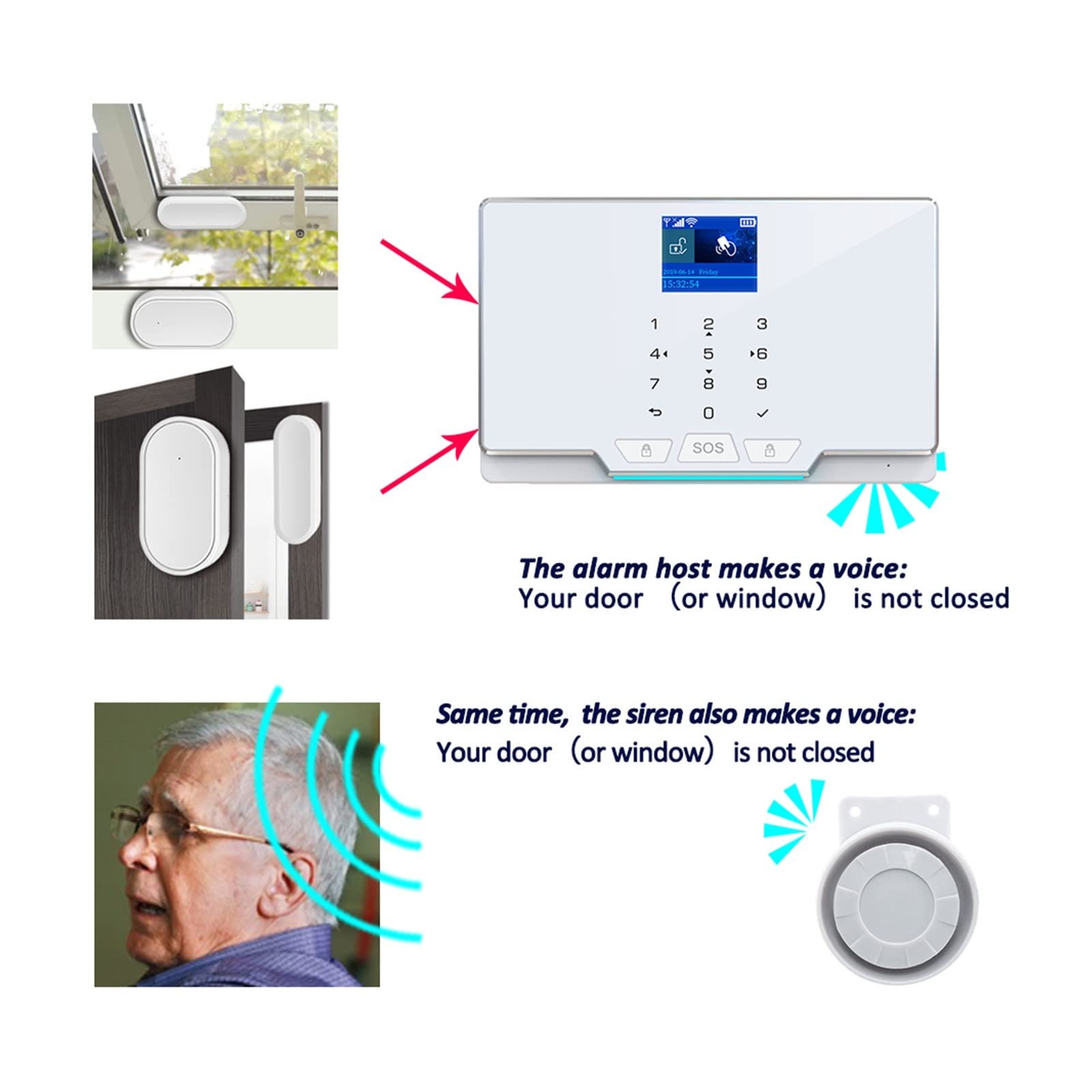 G20 WiFi gsm Sistema de Alarma de Seguridad Tuya Smart Wireless Wireless Wired Home Kits de protección de Ladrones con el hogar con IP Sirena de luz de la cámara(ZONAN-C23-64G-card)