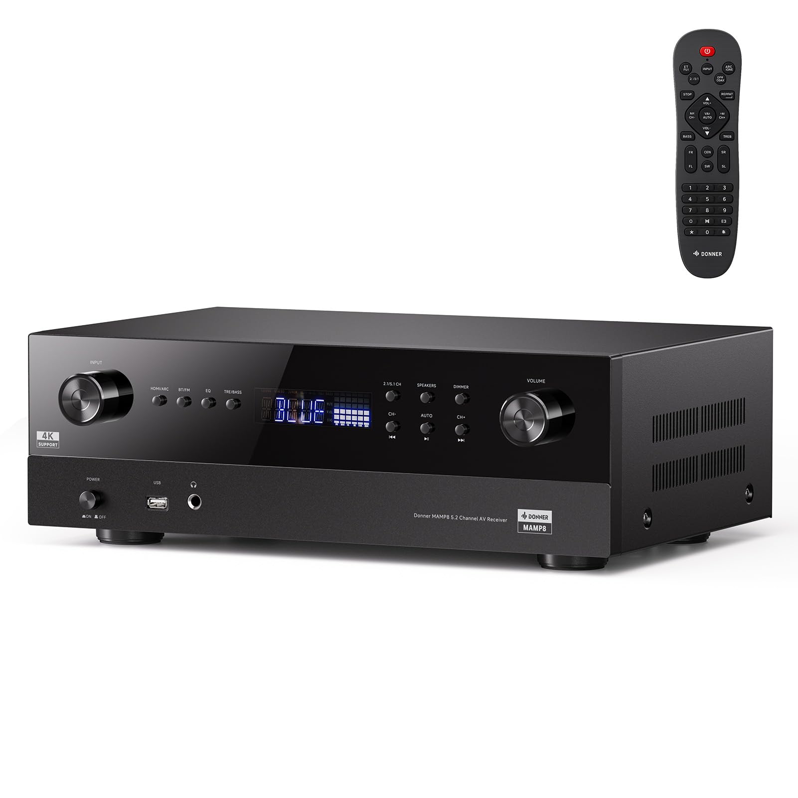 Donner 5.2 Channel AV Receiver with HDMI, Bluetooth, USB