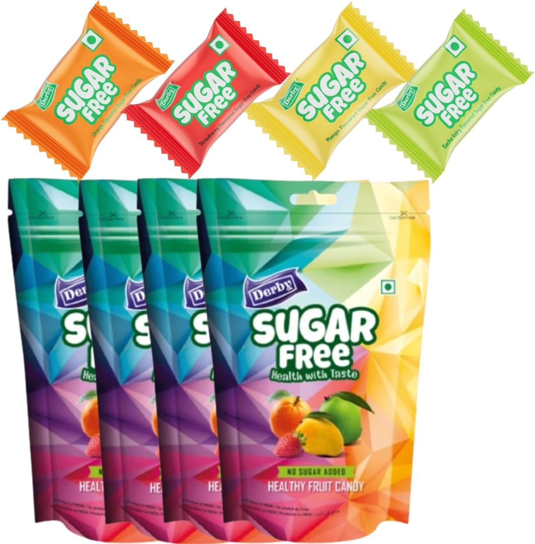 Combo Pack Of 4 Standy Pouch.| Swad Jo Rishton Me Mithas Laye. (Derby Sugar Free Pack Of 4) / Each 80Gms